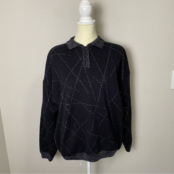 Vintage 80s Renee Tenner for Jeanne Pierre Lambs Wool Metallic Sweater Women' LG - Picture 4 of 13